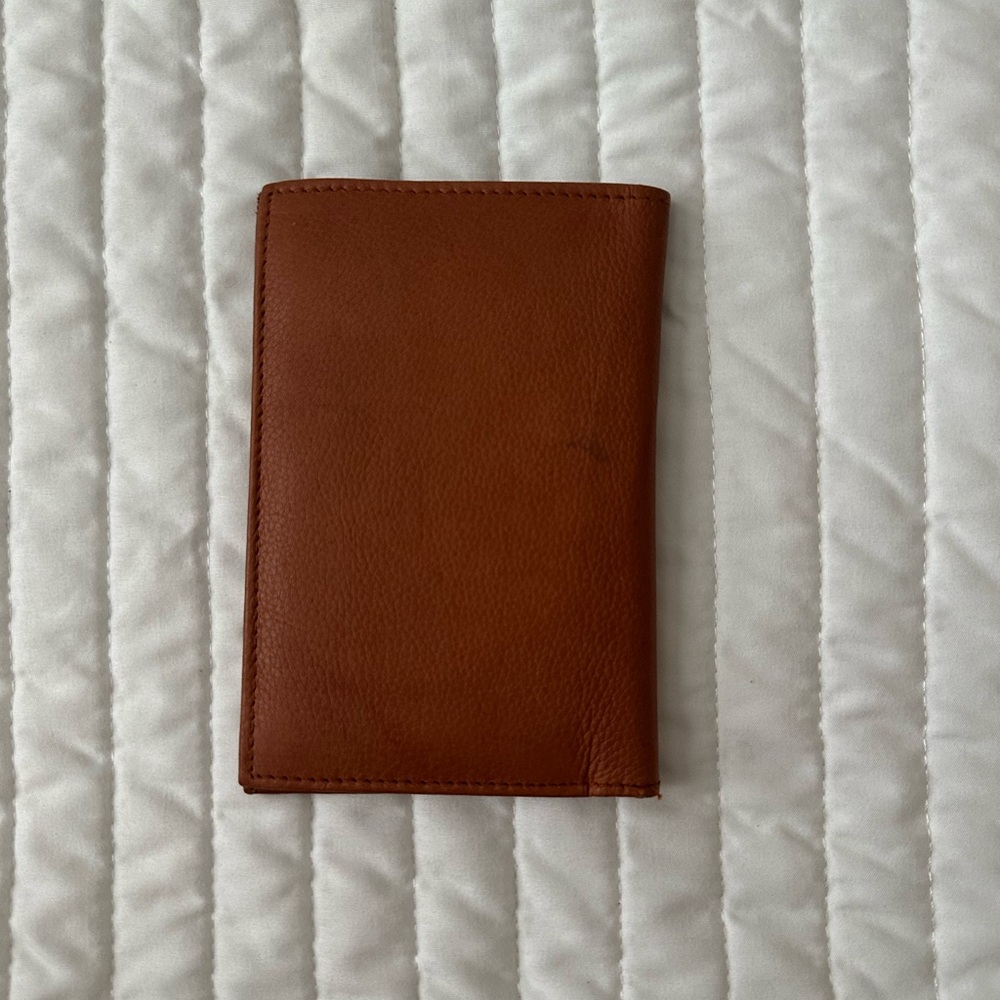 Classic Brown Leather Passport Wallet - Men Accessories